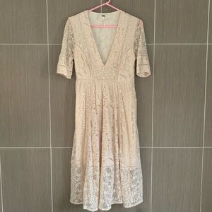 Free People Ivory Midi Dress, M